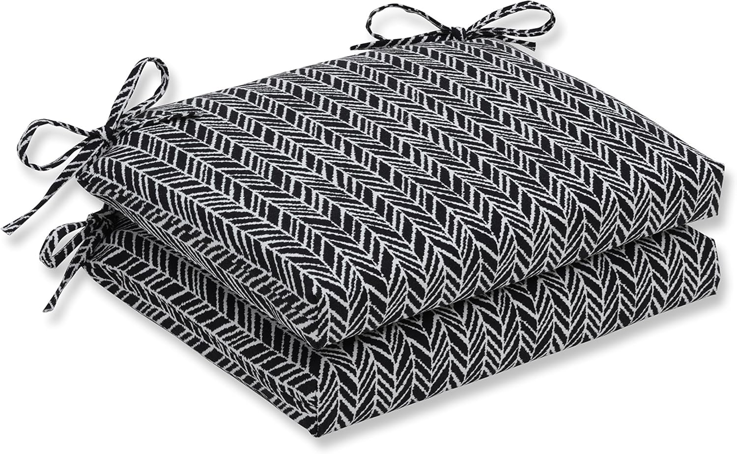 Pillow Perfect - 625256 Outdoor/Indoor Herringbone Night Chair Pads, 15.5" x 14.5", 2 Pack