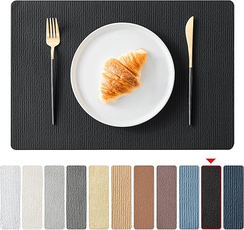 Miniatura 8 de Jovono Juego de 4 manteles individuales de piel sintética, impermeables, lavables, fáciles de limpiar, resistentes al calor, de vinilo para cocina,