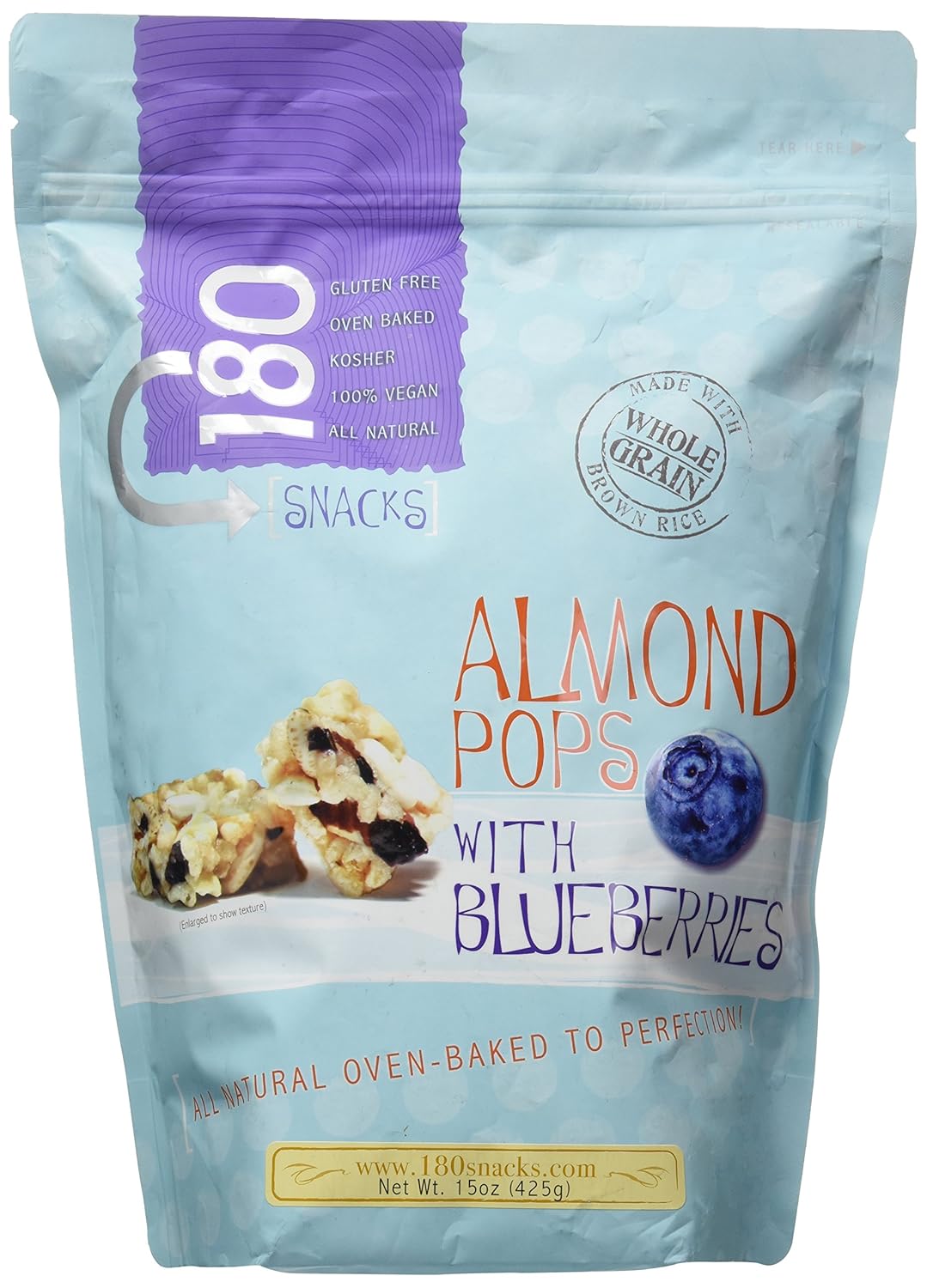 180 Snacks Almond Pops w/Blueberries, 15 Ounce Bag