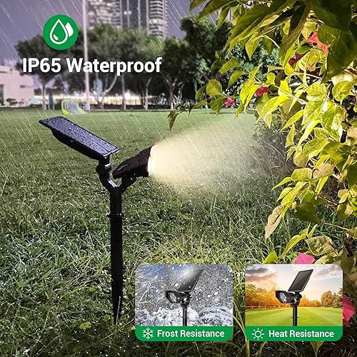 Miniatura 5 de Focos solares para exteriores, 4 modos de luz solar para paisaje con LED de súper brillo, panel y luz ajustable, luces de seguridad alimentadas por