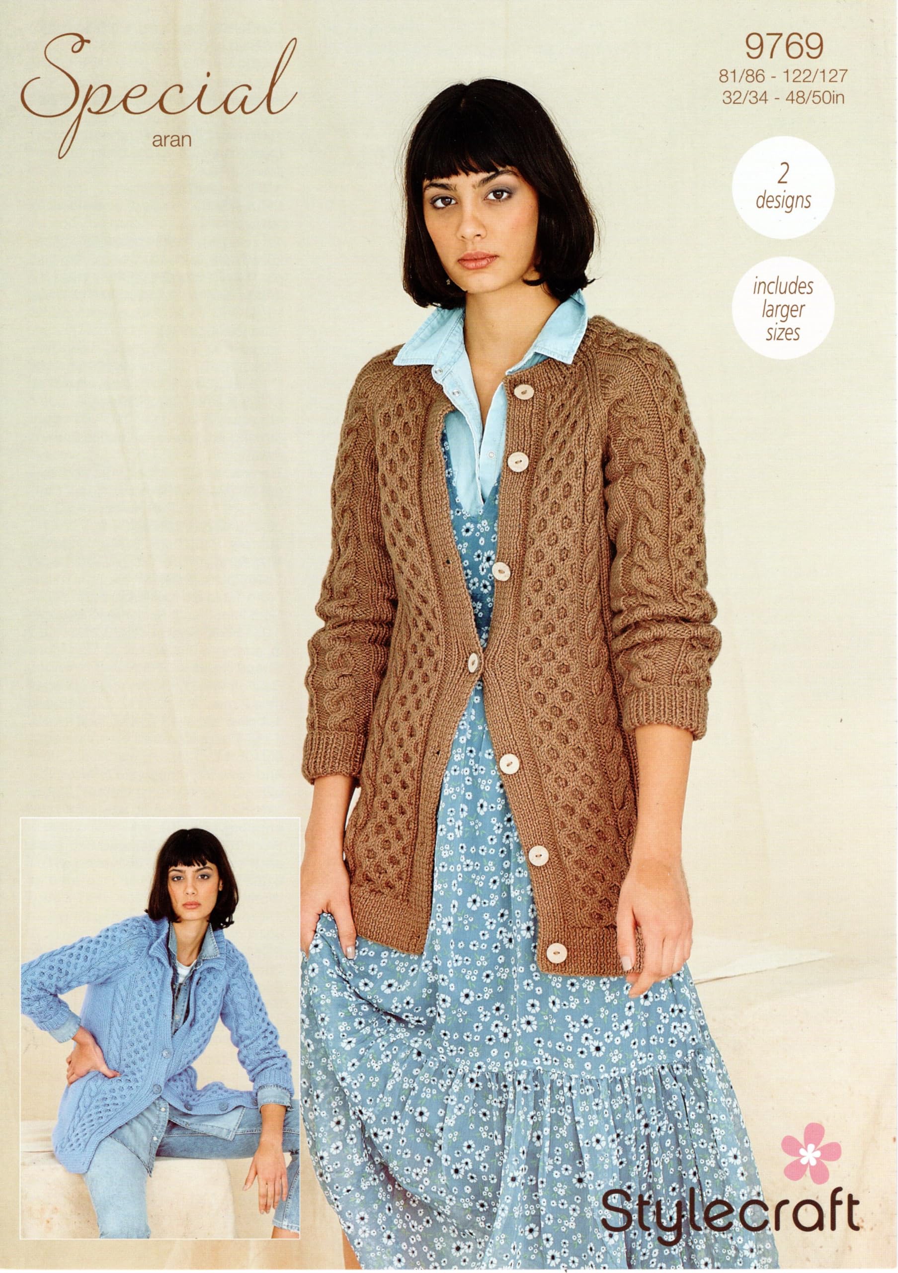 Stylecraft 9769 Ladies Aran Cardigans Knitting Pattern knit paper hard copy