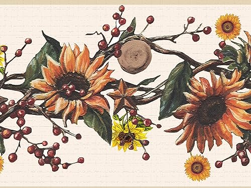 Dundee Deco DDAZBD9170 - Papel tapiz autoadhesivo para despegar y pegar, flores verdes y naranjas naturales en enredaderas, diseño retro, 15 pies x