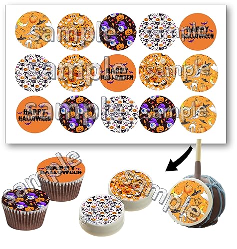 Happy Halloween edible images for oreo cookies chocolate covered, cupcake