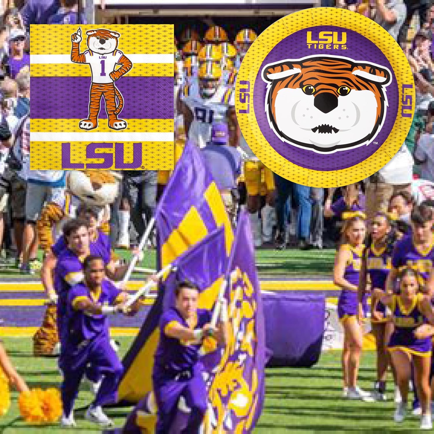 Havercamp LSU Tailgate Party Supplies (for 16 Guests). Features Mike the Tiger in 16 ea. LSU Paper Plates and Napkins. Officially Licensed by LSU! (Pack of 2)