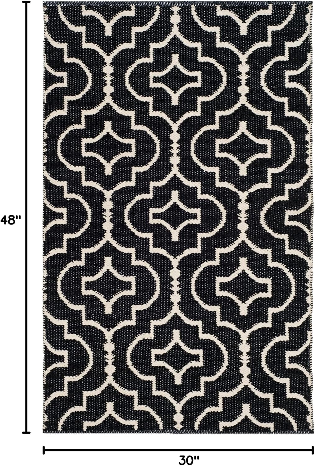 SAFAVIEH Montauk Collection Accent Rug - 2'6" x 4', Black & Ivory, Handmade Cotton, Ideal for High Traffic Areas in Entryway, Living Room, Bedroom (MTK722D)