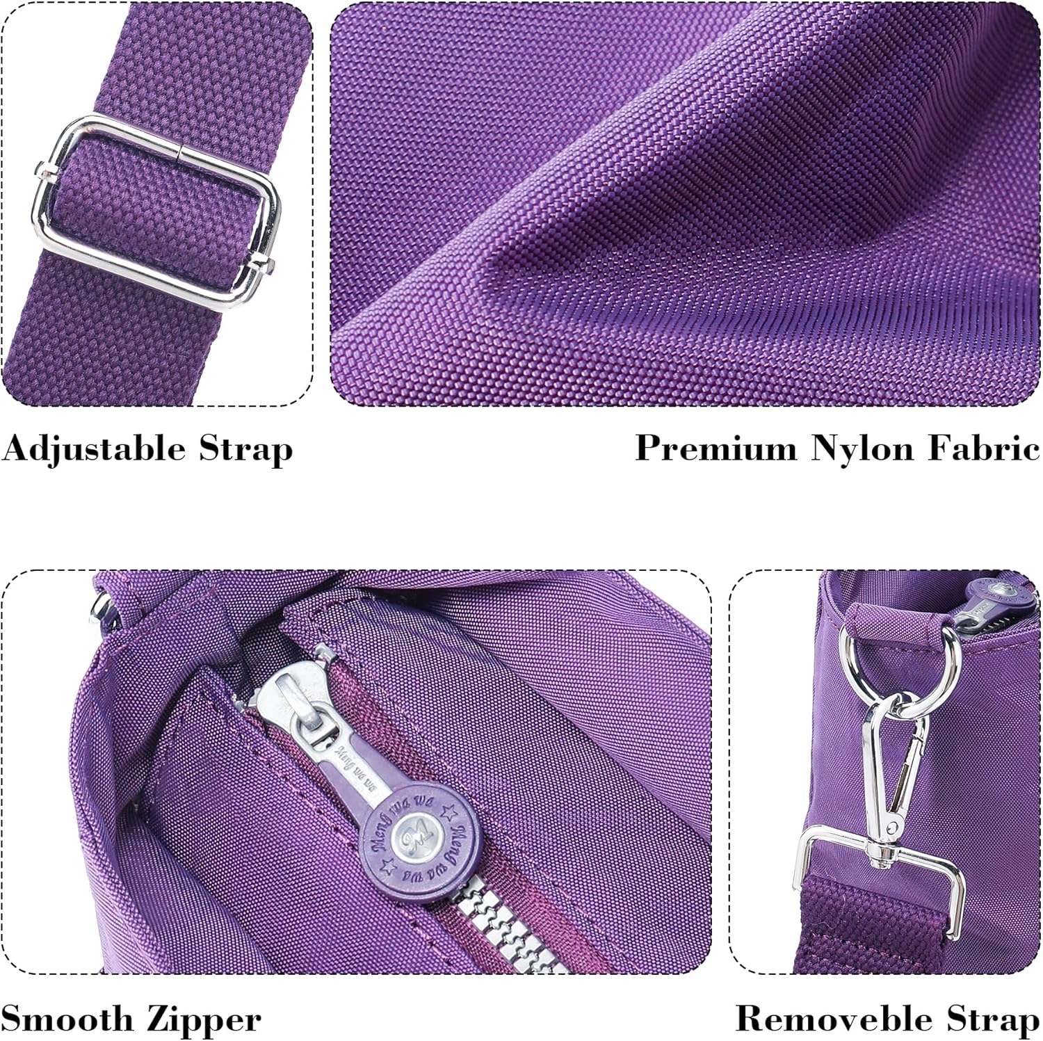 AOCINA Small Tote Bag With Zipper Mini Nylon Crossbody Bags for Women Work Everyday Multi Pocket Lightweight Satchel Purse - Image 5