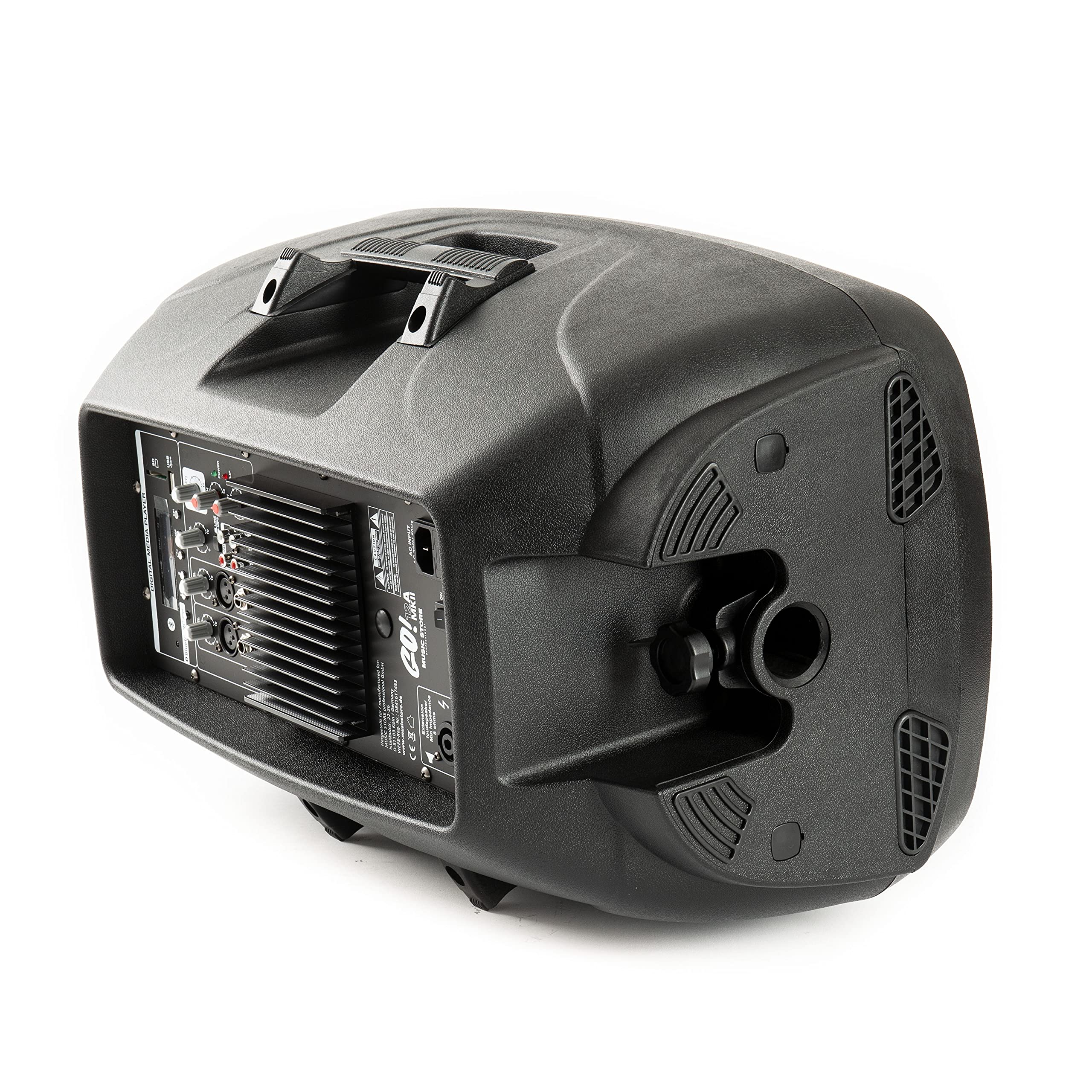 MUSIC STORE GO! 12A MKII Aktiver 2-Wege 12 Zoll Lautsprecher - 600W Peak Leistung, Integrierter Media Player, Bluetooth, USB & SD-Karten Slots, 3-Kanal Mixer, 2 XLR/Klinke Mikrofoneingänge, Stereo
