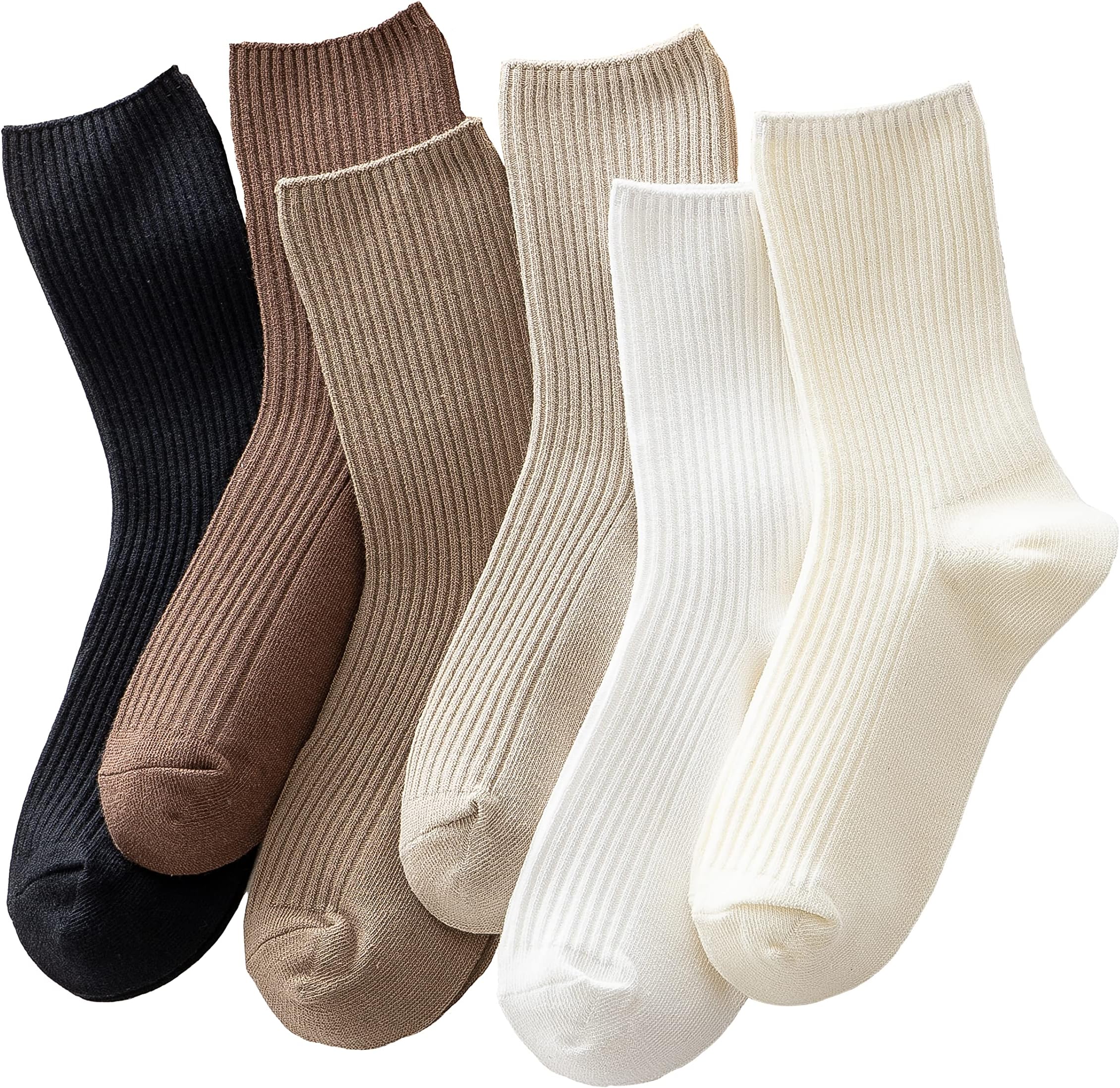 ACCFOD Womens Cute Crew Socks Casual Athletic Aesthetic Socks Neutral Cotton Socks for Women Granola Girls Clothes
