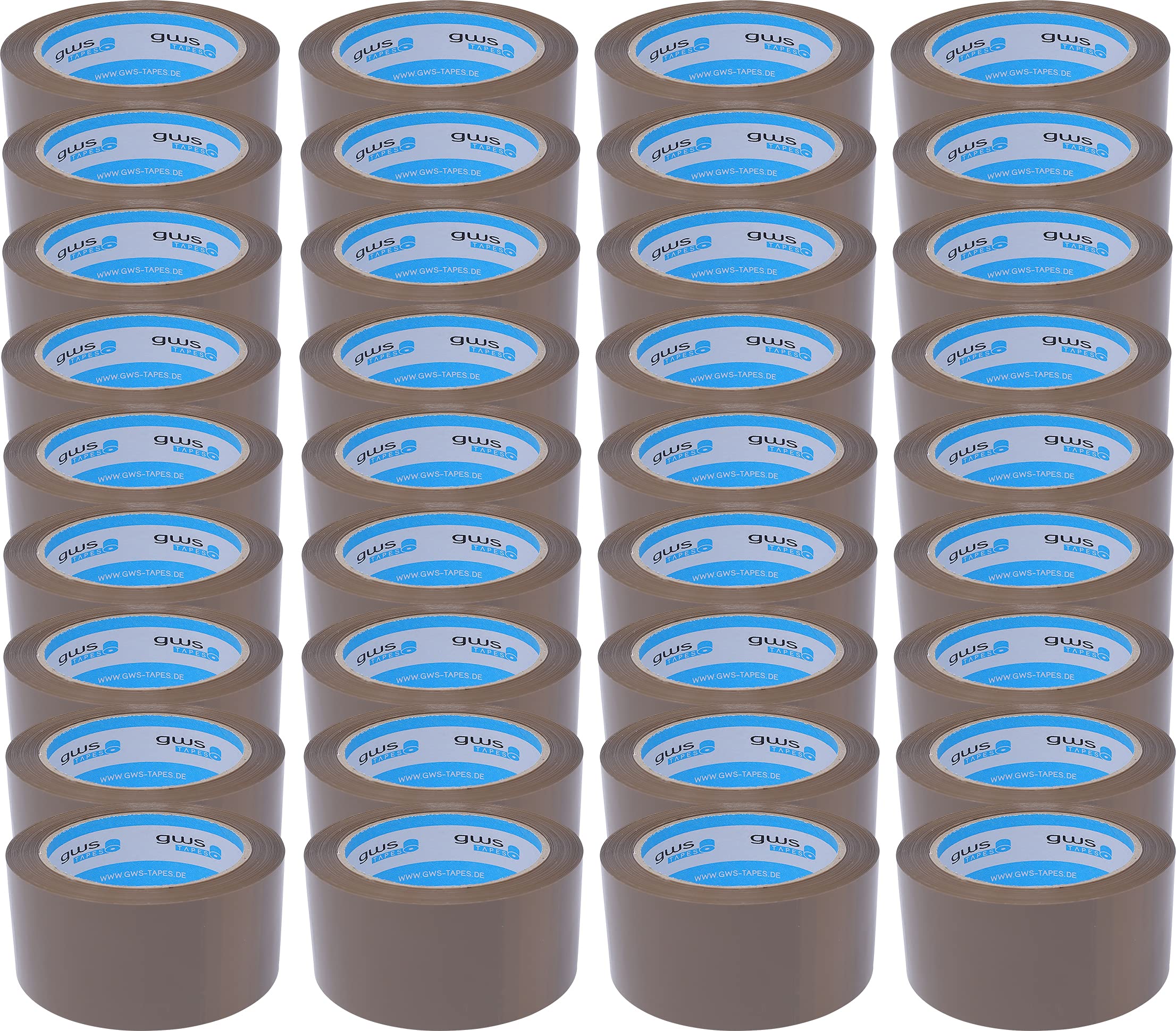 gws Cinta adhesiva de embalaje prémium de polipropileno, silenciosa, alta adherencia, 66 m de largo, 50 mm de ancho, 65 micras de grosor, color marrón, 36 rollos