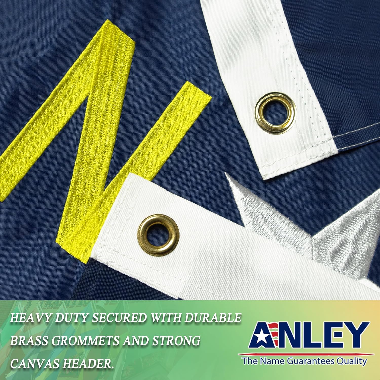 Anley EverStrong Series Embroidered North Carolina State Flag 3x5 Feet - Embroidery & Heavy Duty Canvas Header - 4 Rows of Lock Stitching - NC Flags with Brass Grommets 3 X 5 Ft