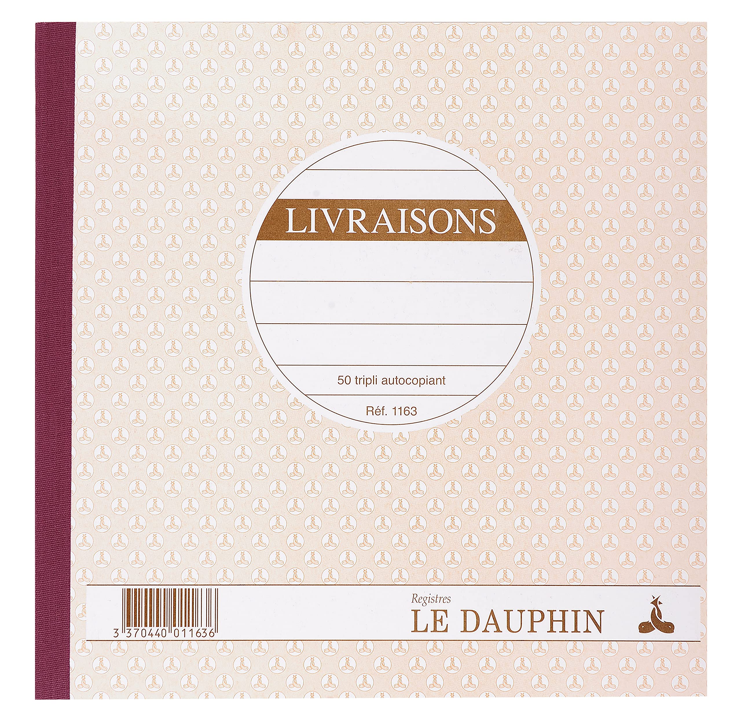 Le Dauphin - Réf. 1163D - Lot de 5 manifolds LIVRAISONS - papier autocopiant - triplicata (1 original et 2 copies) - 50 feuilles - format 21 x 21 cm - couverture vernie