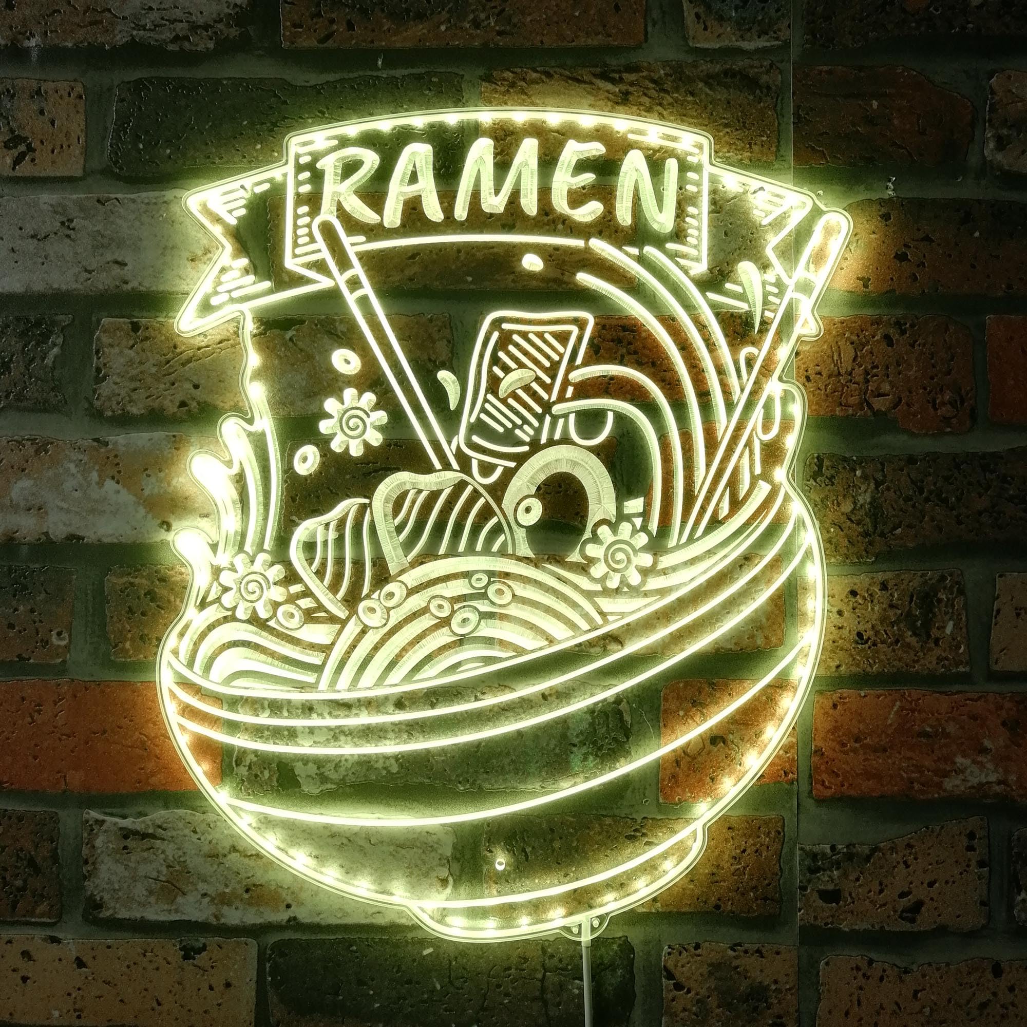 ADVPRO Ramen Noodles chopstick Open RGB Dynamic Glam LED Sign - Cut-to-Edge Shape - Smart 3D Wall Decoration - Multicolor Dynamic Lighting st06s86-fnd-i0037-c — image 1