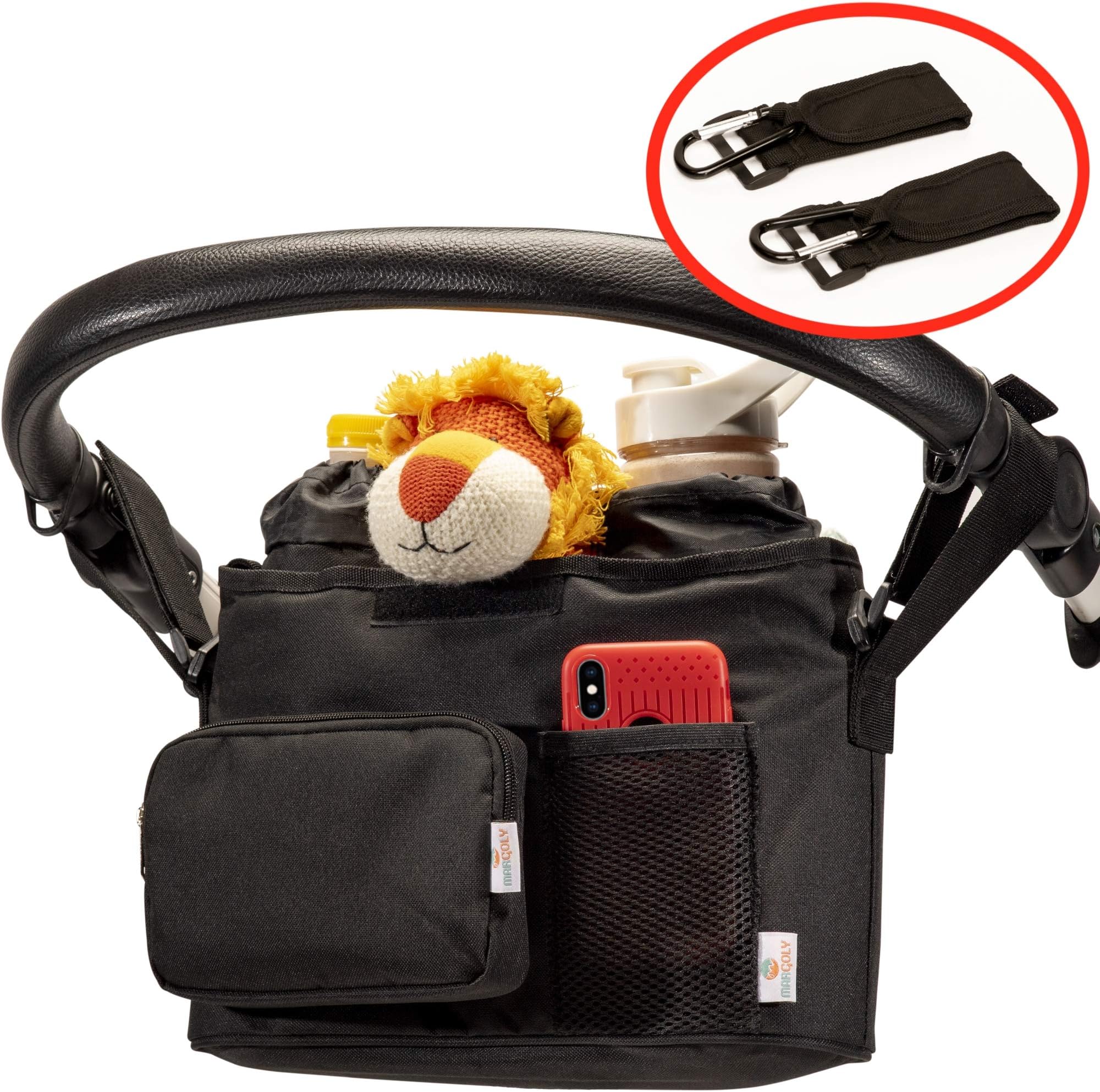 Baby Stroller Organizer Diaper Bag – Universal Large Perfect Fit. Diaper Bag Shoulder Strap with Detachable Pouch, Insulated Baby Bottle Holder and Stroller Hooks