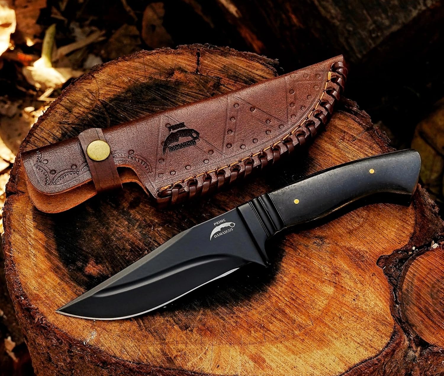 Handmade Skinning Hunting Knife With Leather Sheath- Full Tang Cool Knives For Outdoor Camping- Best Outdoorsman Gift