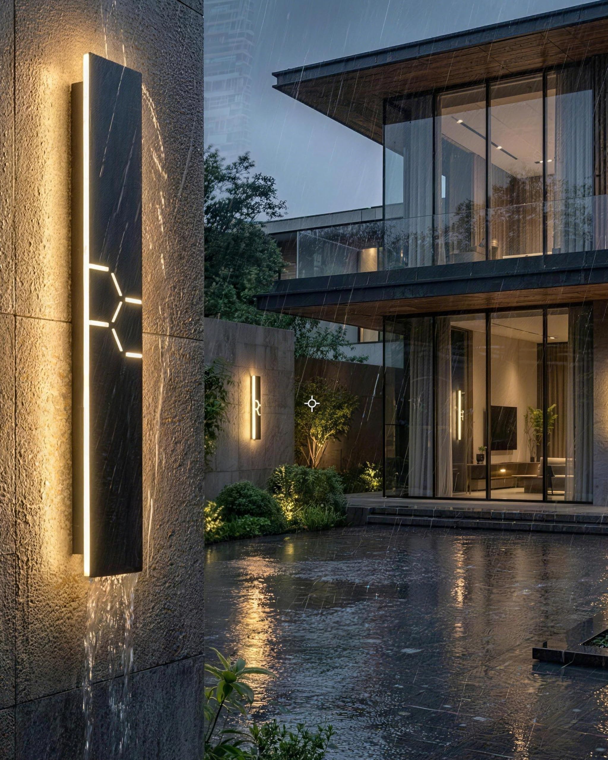 LED Applique da Parete Esterno/Interni, Nero IP65 Moderne Villa Lampada da Parete Esterno, Alluminio Esterne Parete per Giardini, Terrazze, Camere da letto, Salotti, 60 * 8CM/20W Luce Calda