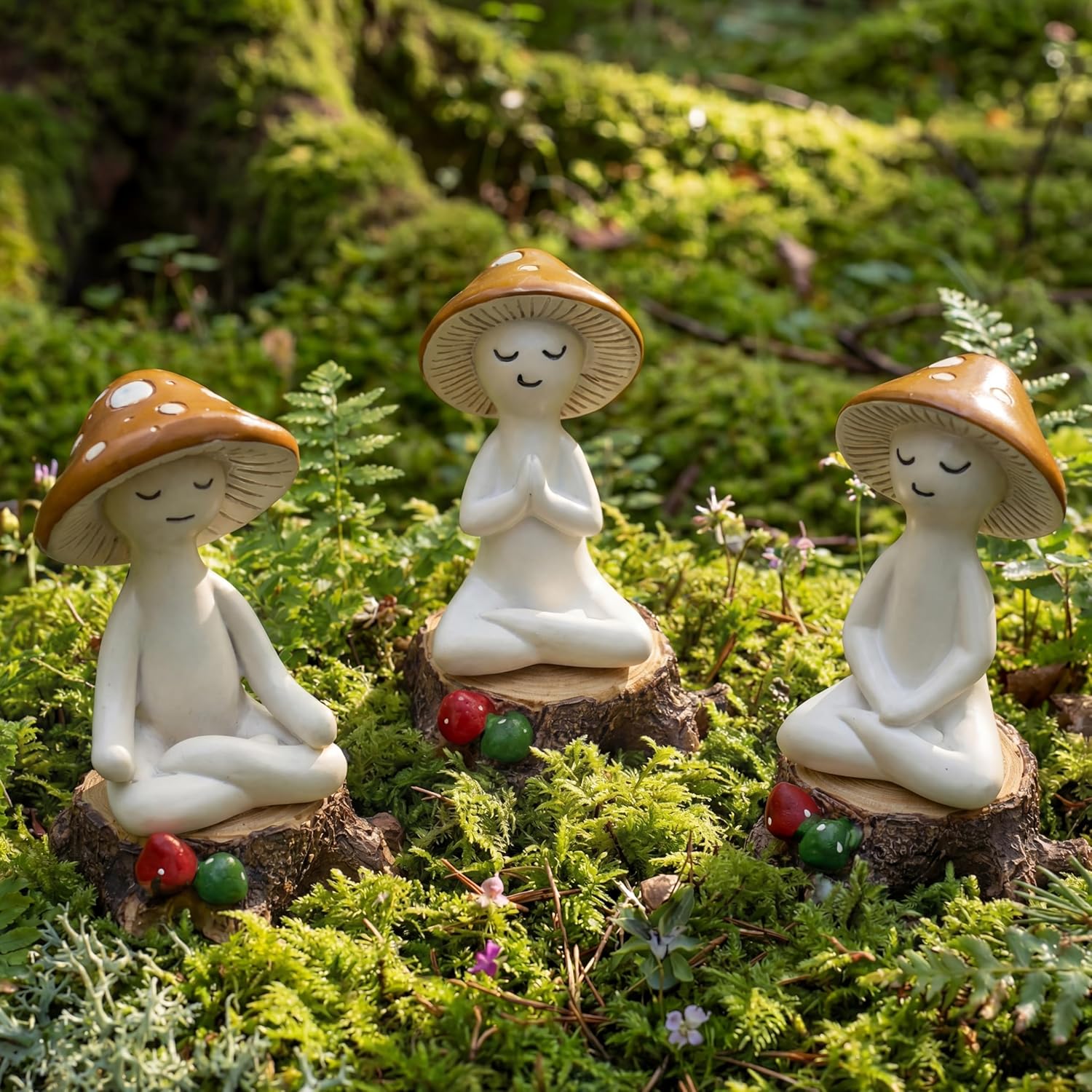 3 Pcs Ceramic Zen Frog Decor Meditation Yoga Frog Figurine Garden Statue Cute Peaceful Meditation Tabletop Decor for Desk Living Room Patio Home Office Bookshelf Shelves Sculptures Gifts