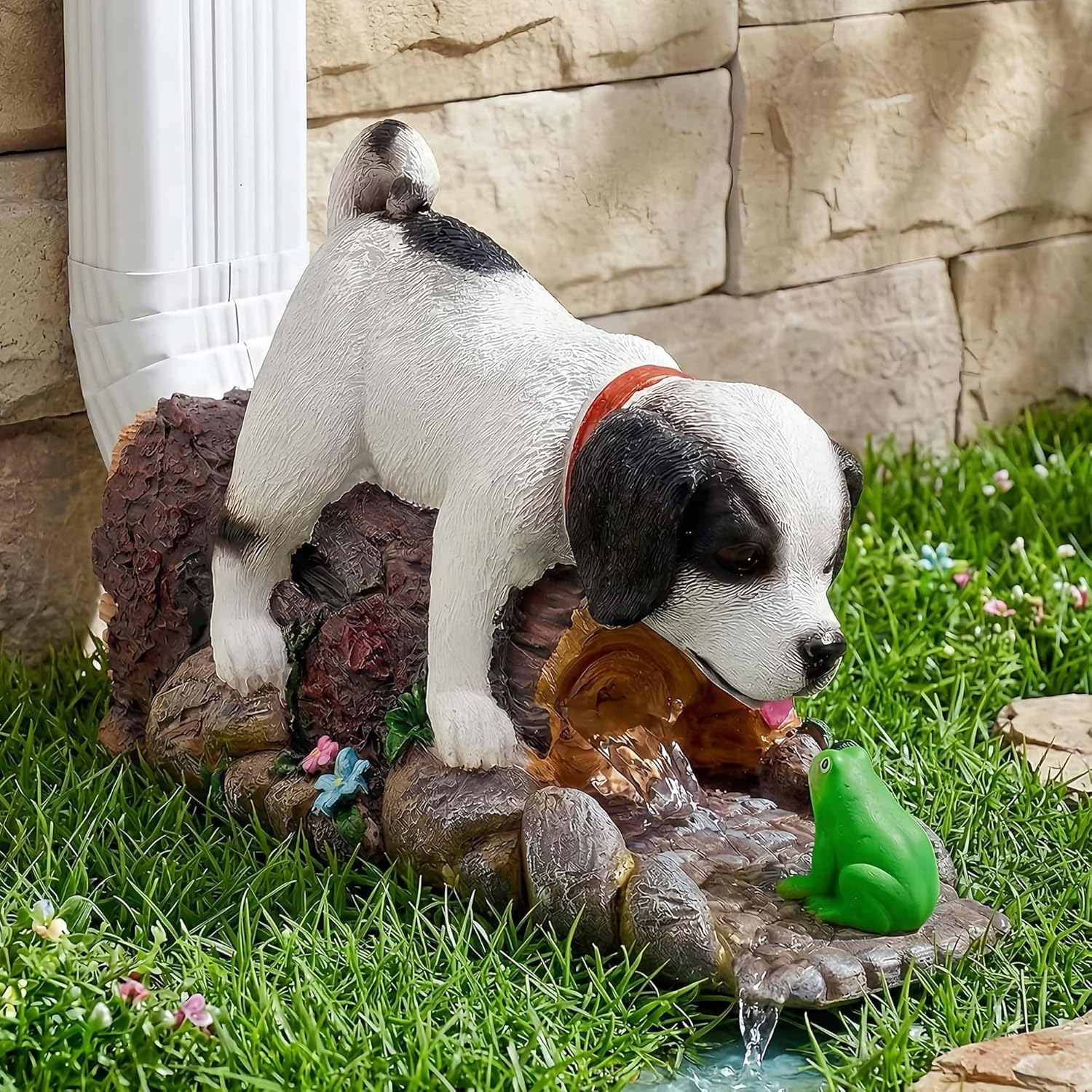 Funny Dog Gutter Downspout Extender Statue, Garden Animal Decor Gutter Extension, Splash Block, Eco-Friendly Resin, Outdoor Decor Sculpture, Gutter Diverter Rain Perfect for 3"x4" Downspout