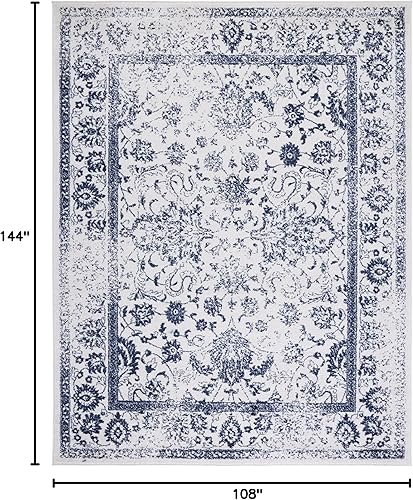 Miniatura 589 de Safavieh colección Adirondack - Alfombra de área, 6 x 9 pies, gris y azul, diseño oriental desgastado, no desprende pelusa, fácil cuidado, ideal