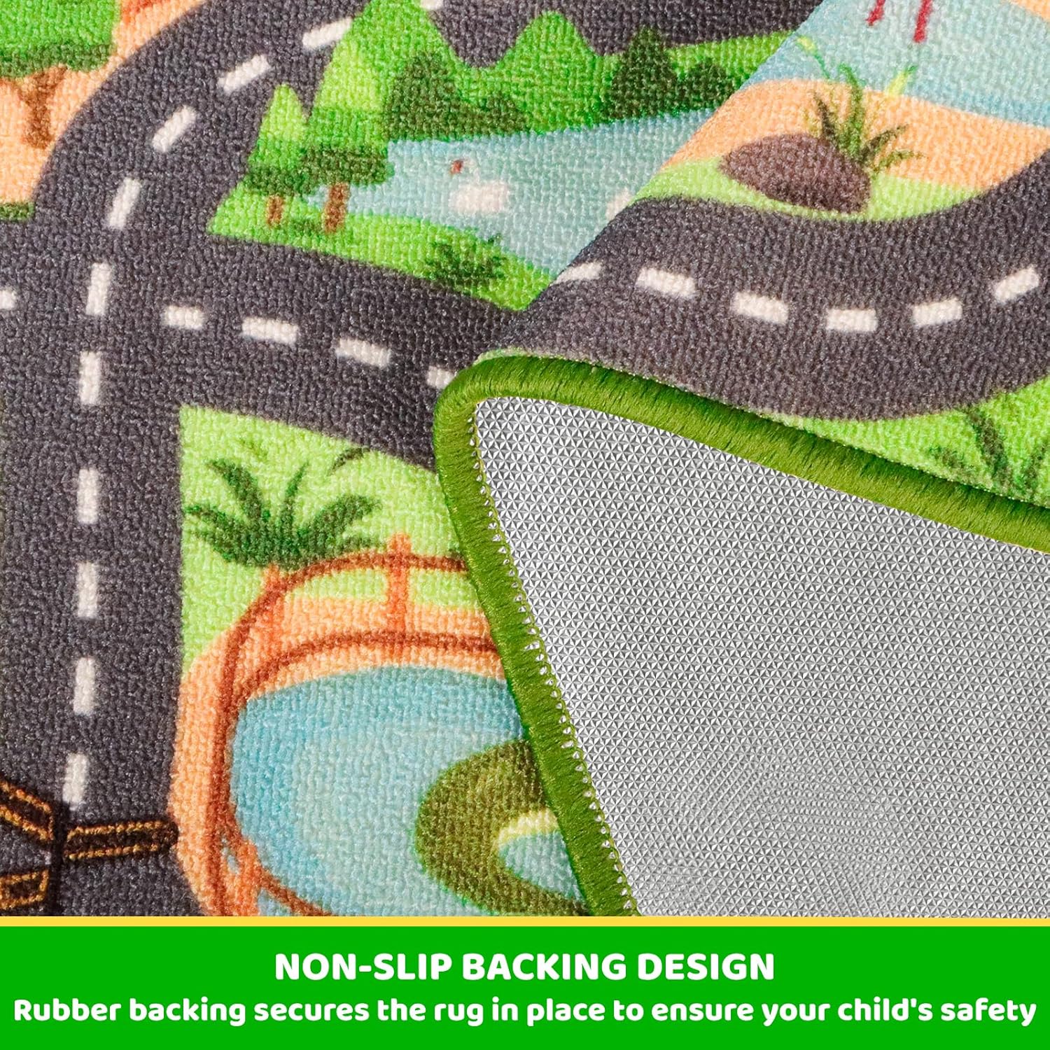 Kids Rug Playmat Rug,118"X78.7" Animal Car Rugs for Kids Toy Cars,Non Slip Zoo Road Map Kid Carpet for Playroom Bedroom Boys,Kid Play Mat Road Rugs,Track Play Carpet for Kid