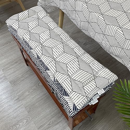 Miniatura 7 de Cojín largo de banco de 2 y 3 plazas para silla de columpio de jardín y patio con lazos de fijación, almohadilla de repuesto de 0.8 in de grosor