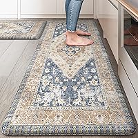 Vista 75 de KIMODE - Juego de 2 tapetes de cocina bohemios, antifatiga, antideslizantes, impermeables, ergonómicos, acolchados, cómodos, para lavandería, Rojo