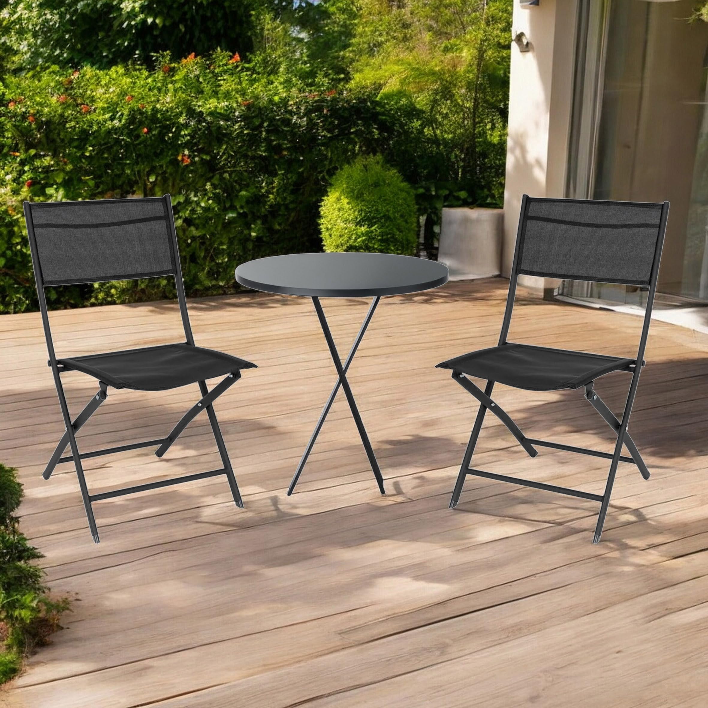 2x Klappbare Gartenstühle Aus Stahl & Textilene – Bequem, Witterungsbeständig & Platzsparend