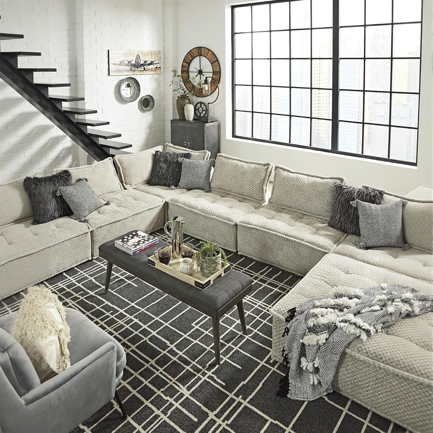 Signature Design by Ashley Bales Low Profile Floor Seating Accent Chair, Gray