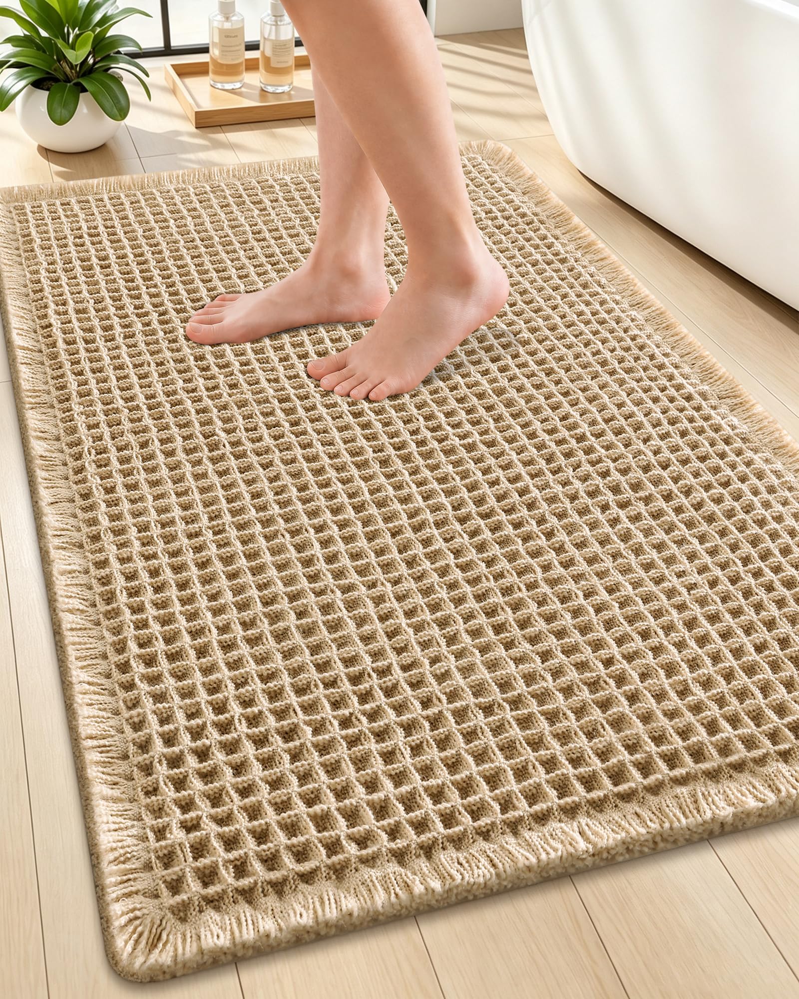 Brown Waffle Bath Mat 30X20 U237089