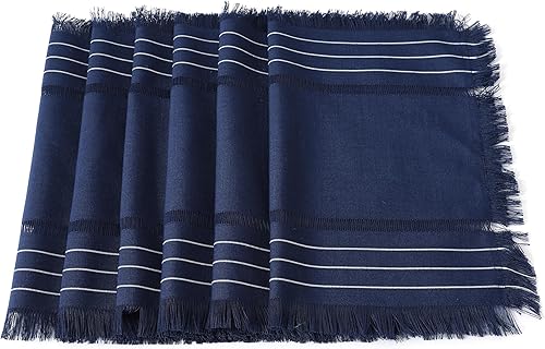 Miniatura 5 de Chassic Juego de 6 manteles individuales rústicos, manteles individuales de lino lavables, manteles tejidos para cocina, comedor, fiesta, boda y