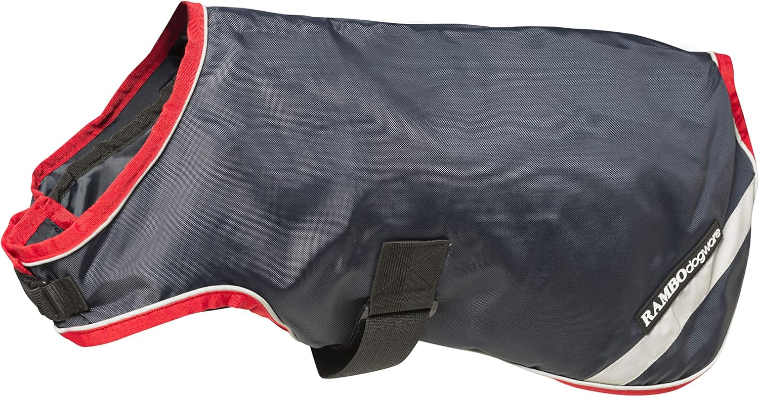Horseware Rambo Waterproof Dog Coat, Small, Navy/Red Pet
