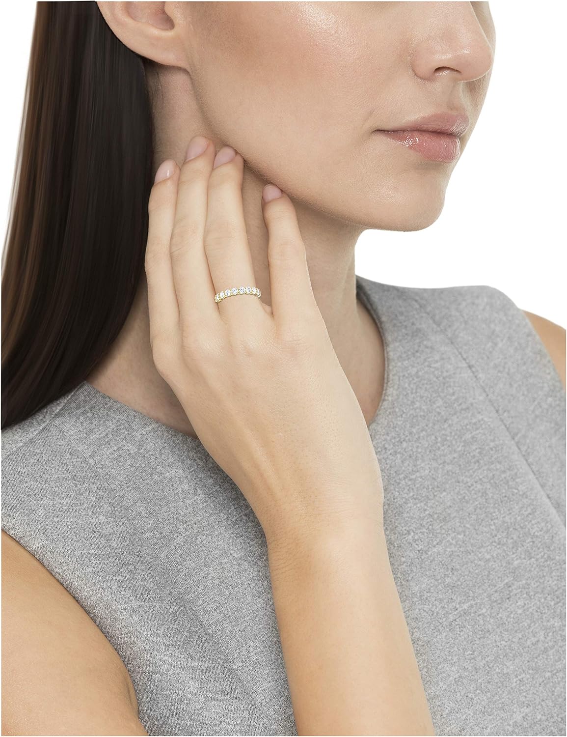 Amazon Essentials Eternity Band Cubic Zirconia Demi Fine Stacking Ring in Sterling Silver