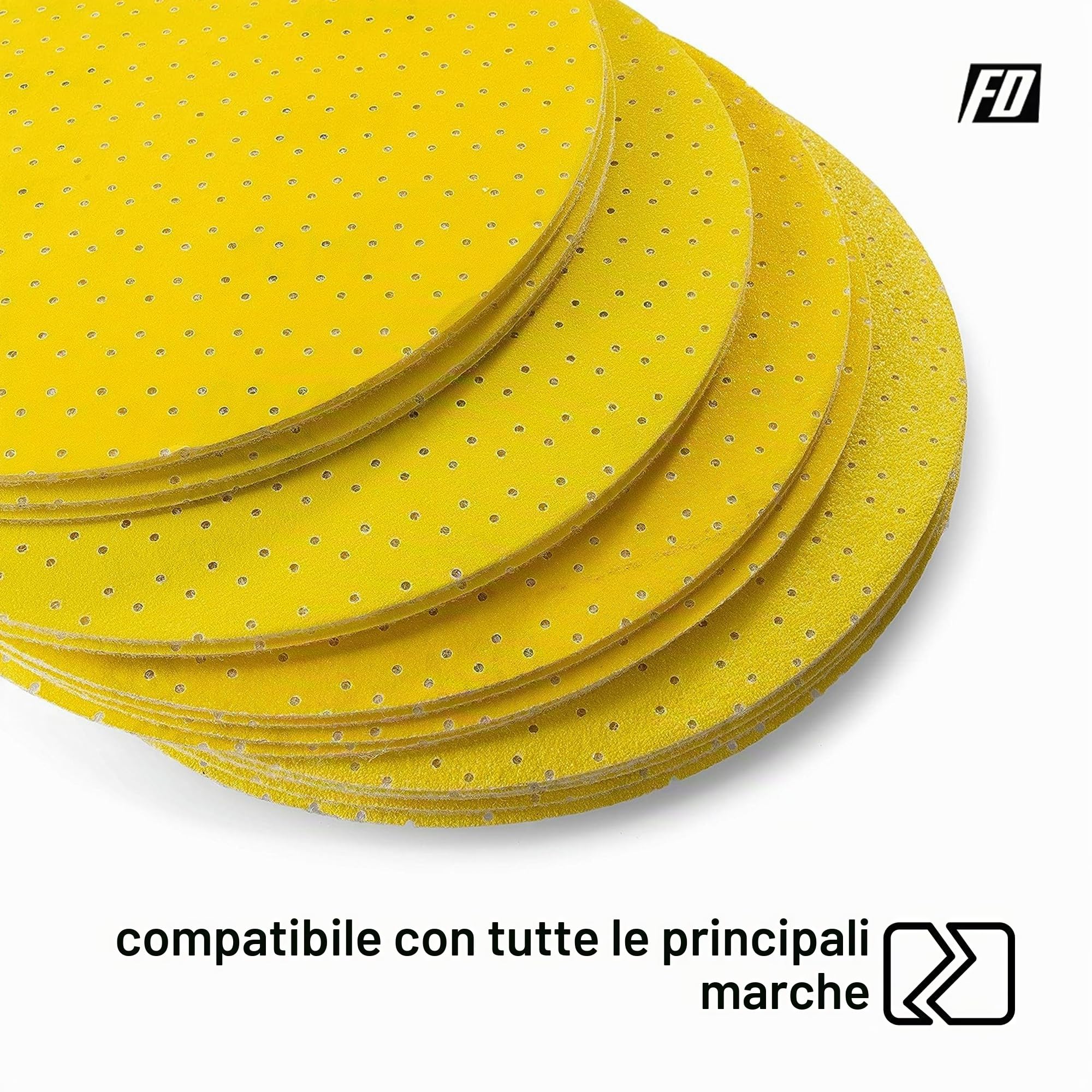 Dischi Abrasivi Professionali │ gialli │ 25 pezzi │ Ø 225 mm │ Mixpack (5 x grana 60/80/120/180/220 ciascuno) │ per levigatrici orbitali casuali │ Fogli Abrasivi │ Carta Abrasiva │ Tamponi Abrasivi