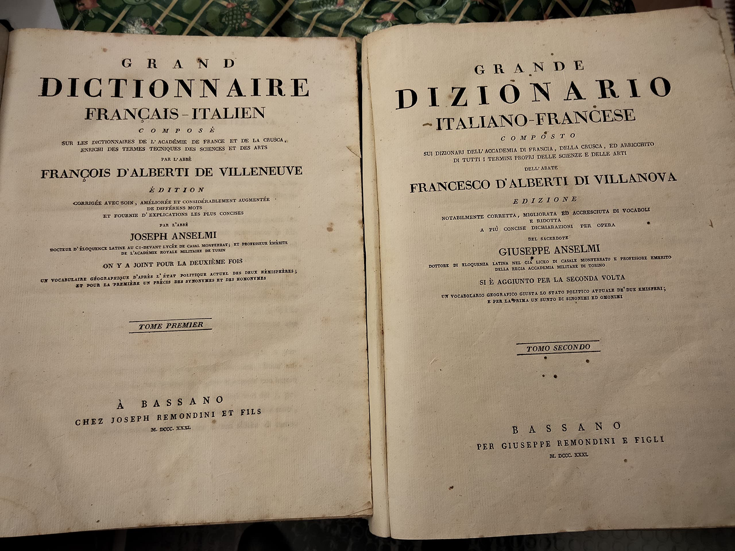 Grande dizionario italiano-francese composto sui
