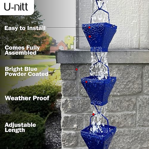 Miniatura 4 de Cadena de lluvia colección de agua para canalones, atrapador de agua de lluvia y desviador, cadenas de 8.5 pies para jardín exterior, copas