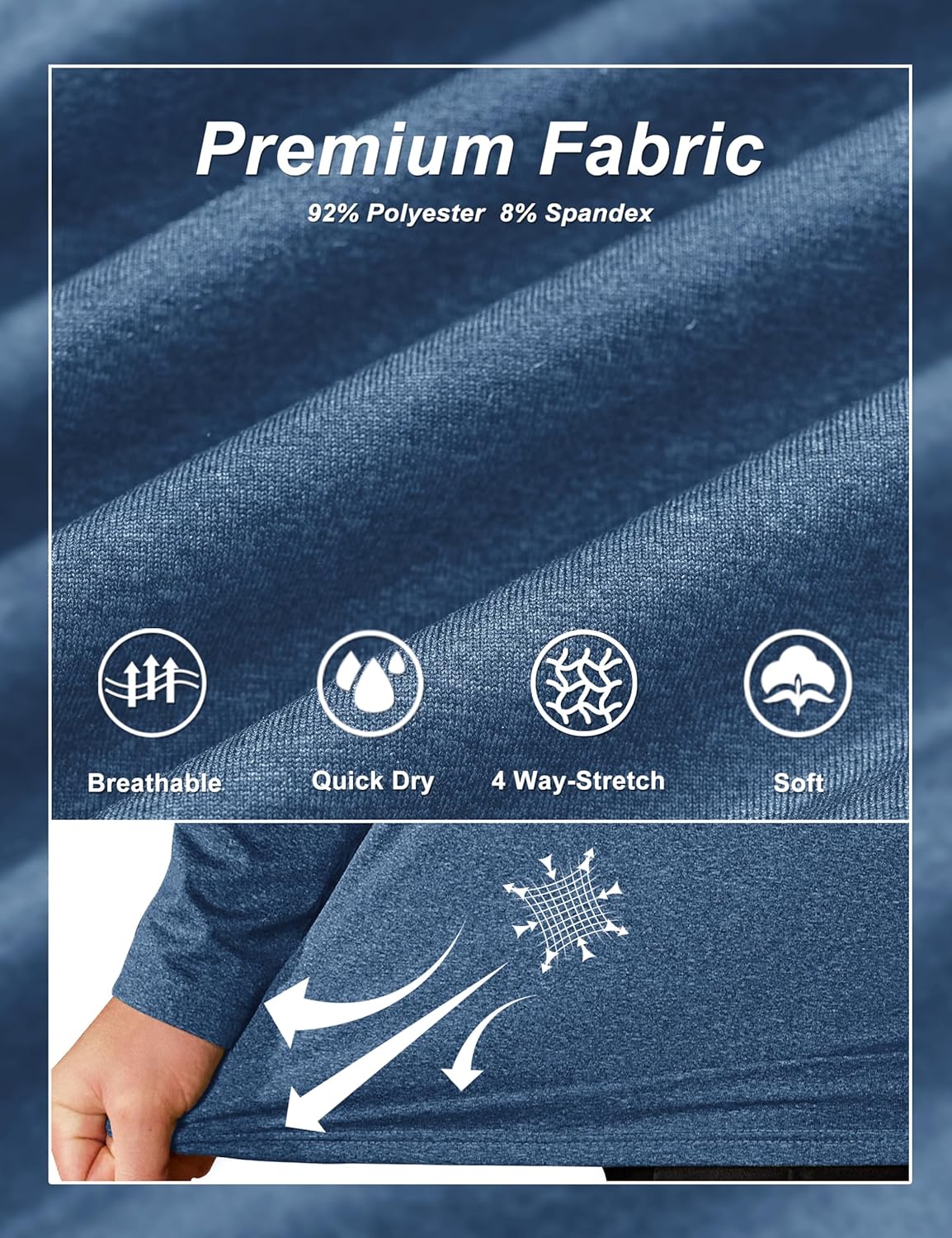 TACVASEN Men's Quarter Zip Pullover Long Sleeve Golf Sweatshirts 1/4 Zip Sweaters Winter Fleece Lined Thermal Shirt - Image 5