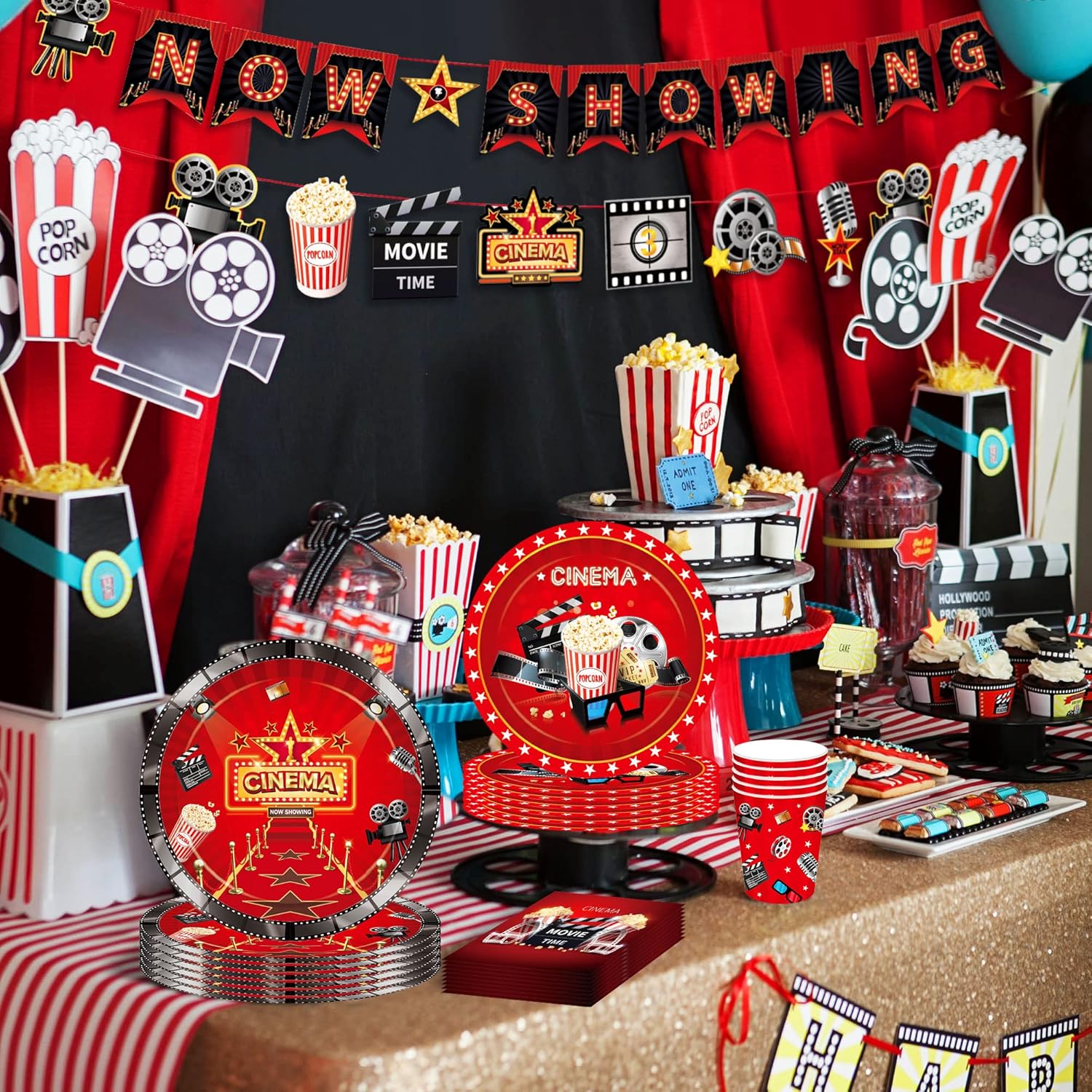 JeVenis 45 PCS Movie Night Party Supplies Movie Night Party Decorations