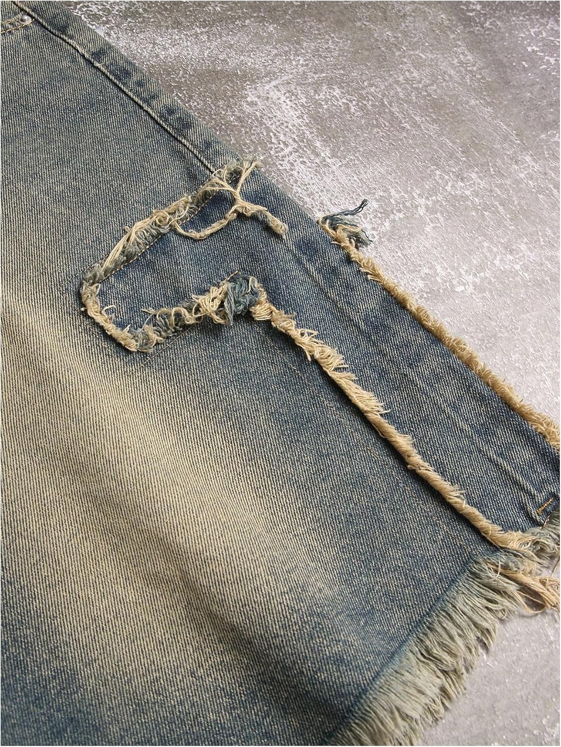 MakeMeChic Men's Ripped Jean Shorts Mid Waist Wide Leg Y2k Bermuda Denim Jorts Streetwear