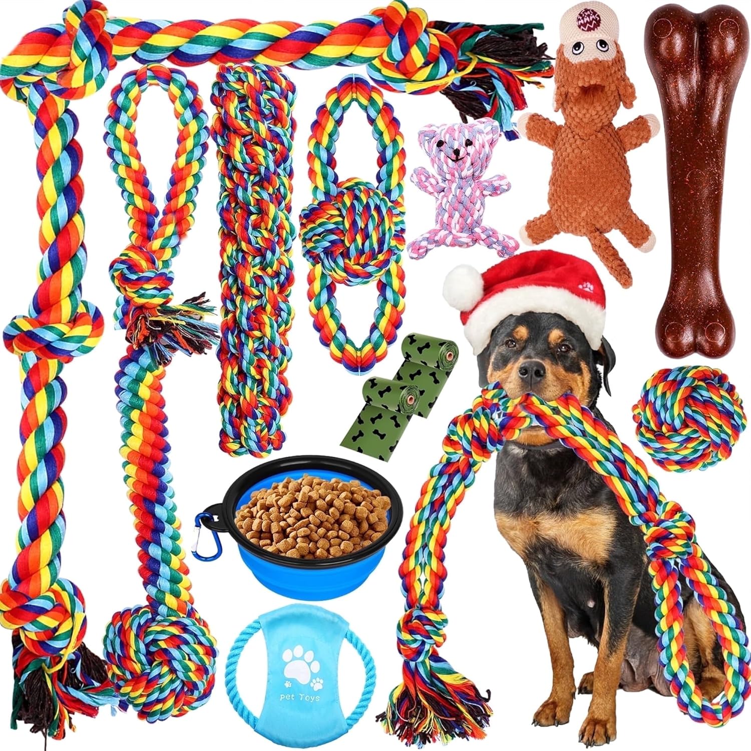 13 PCS Chew Toys for Aggressive Chewers, Large Dogs, Indestructible Rope Toy for Large Breed Dog, Outdoor Dog Toys - 8 Bundle Dog Toys Large Breed are Worthier Than Only One Dog Rope Toy