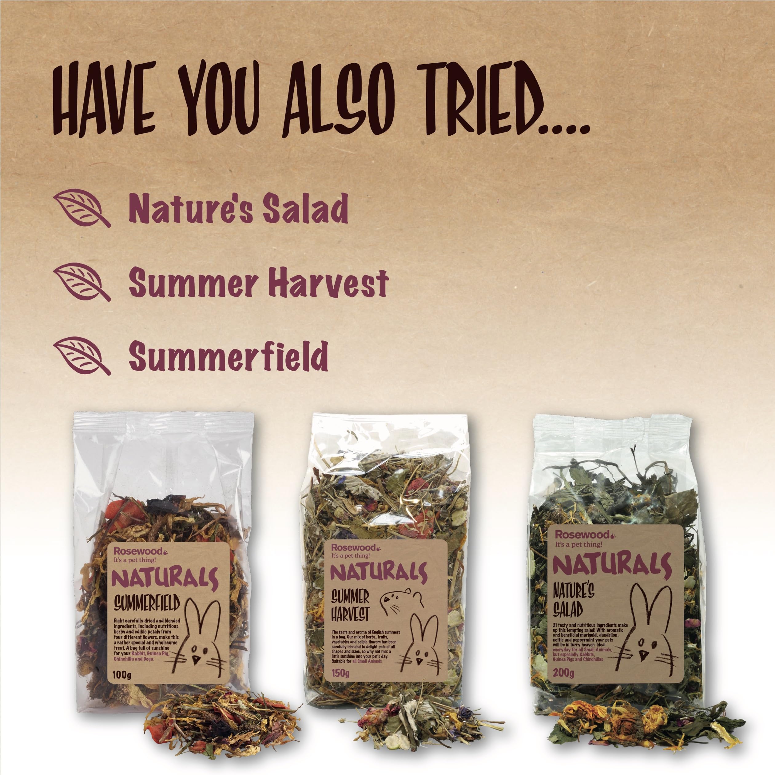 Rosewood Naturals Herbsternte-Salat, Kleintier-Leckerli für Kaninchen, Meerschweinchen, Chinchillas, Degus, Hamster, Rennmäuse, Mäuse und Ratten, 150g
