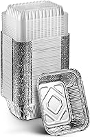 Vista 1 de MontoPack Bandejas Desechables para Llevar con Tapas Transparentes Recipientes de Alimentos de Papel de Aluminio con Capacidad de 1 lb con Sello