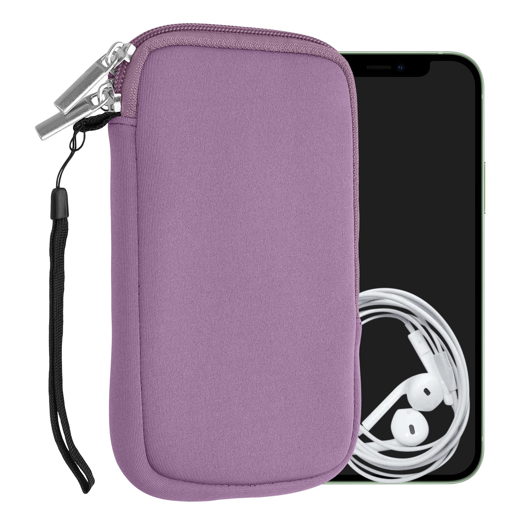 kwmobile Universal Phone Pouch Size M - 5.5" - Neoprene Smartphone Pouch with Zip - Water-Repellent Mobile Phone Case - Sleeve in Lavender