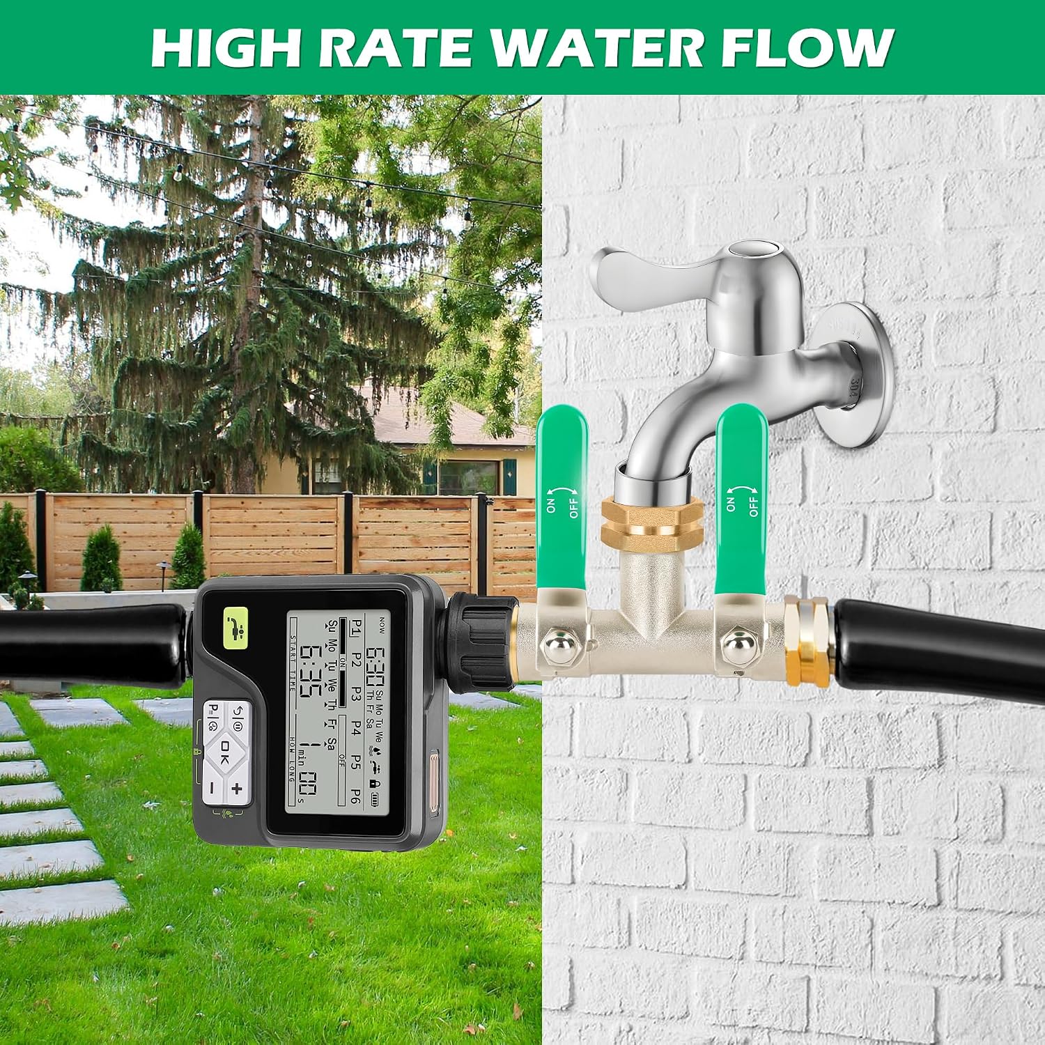 Love Is War Hose Splitter 2 Way,Garden Hose Splitter, 3/4'' Connector Outdoor Water Faucet Adapter,Equipped With A Long Handle And Two Independent Valves Hose Splitter.