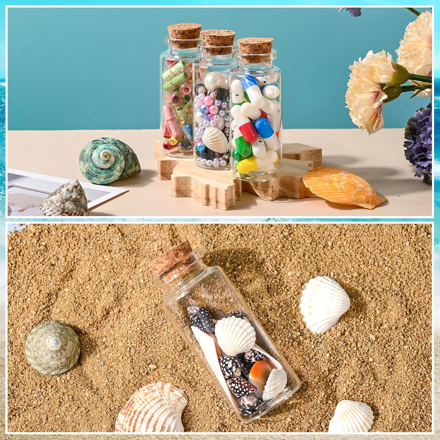 1.18"X2.76" Mini Glass Bottle with Wood Cork Stoppers,30ml DIY Decoration Glass Jars for Halloween Decorations,Wedding Party Favors（12PCS）