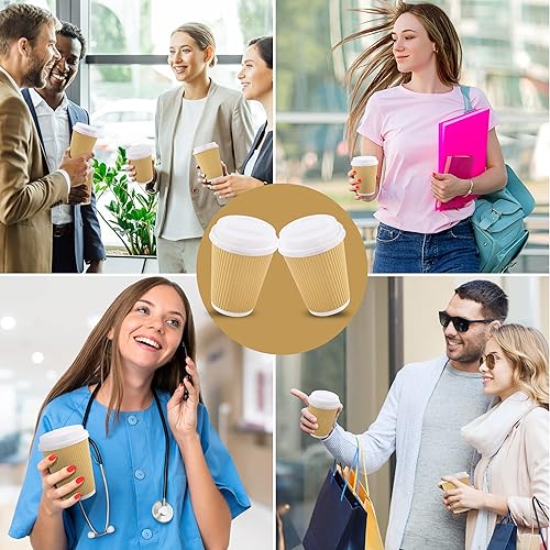Miniatura 6 de PALERMOS Paquete de 90 tazas de café desechables de 16 onzas con tapas de 16 onzas  Tazas de café con tapas y agitadores  Tazas de café de papel
