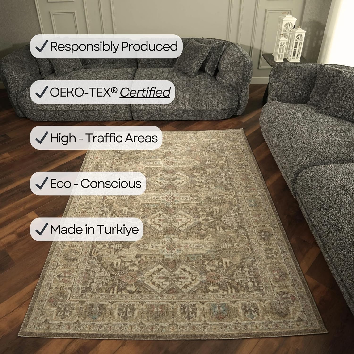 Fame Rugs Vintage Turkish Doormat 2x3 – Soft Foldable Entryway Rug for Indoor Hallway, Washable Accent Mat