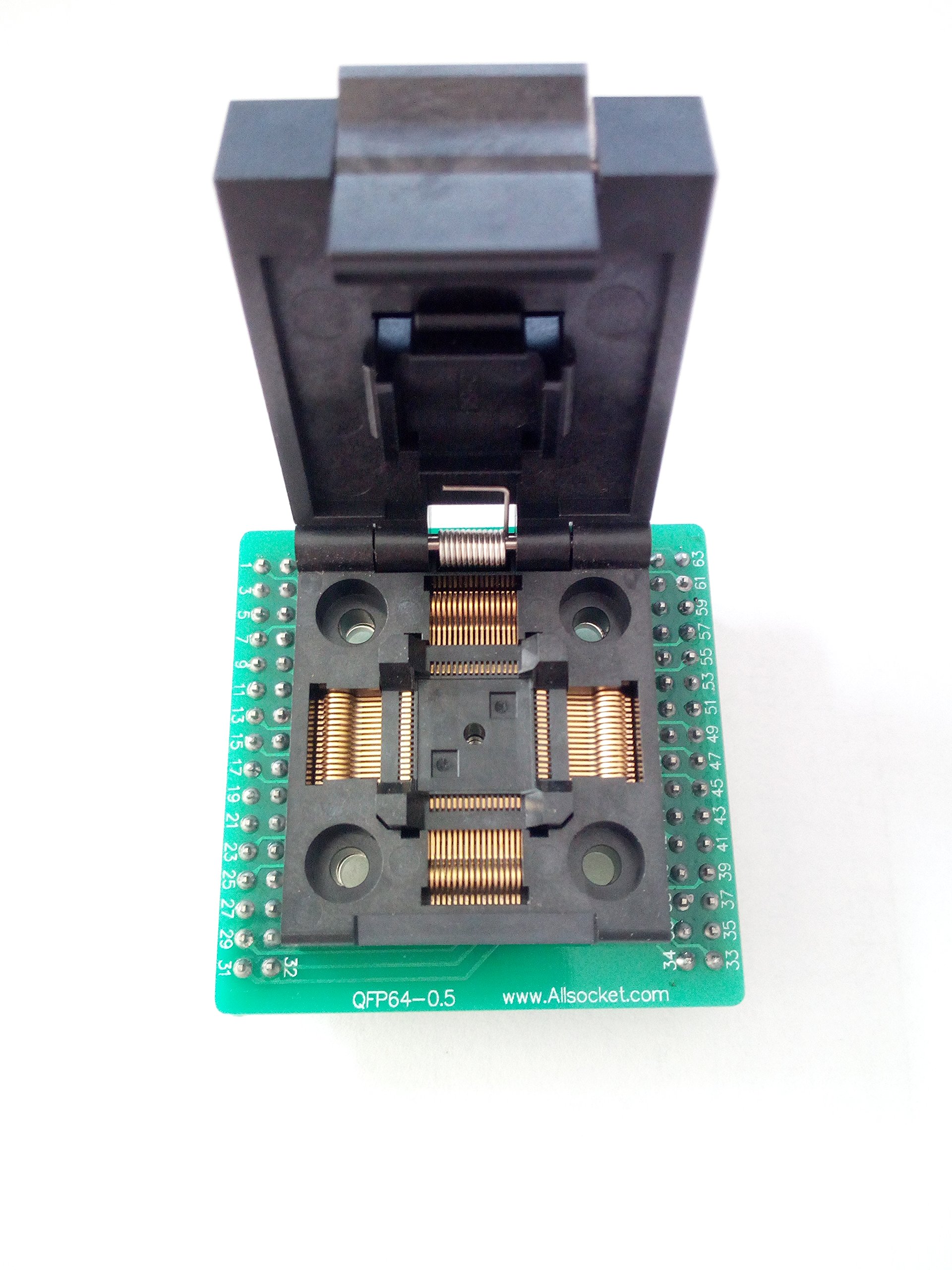 QFP64-0.5 QFP64 TQFP64 QFP64 vers DIP64 Adaptateur de programmation FPQ-64-0.5-06 Pas 0,5 mm 10 x 10 mm IC Dimension Clamshell Version à souder (QFP64-0.5-ACL)