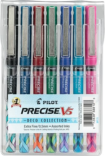 Miniatura 4 de Pilot Precise V5 - Bolígrafos de tinta líquida con tapa y punta extra fina de 0.020 in, bolígrafos de colores, negro/azul/turquesa/rosa, paquete de