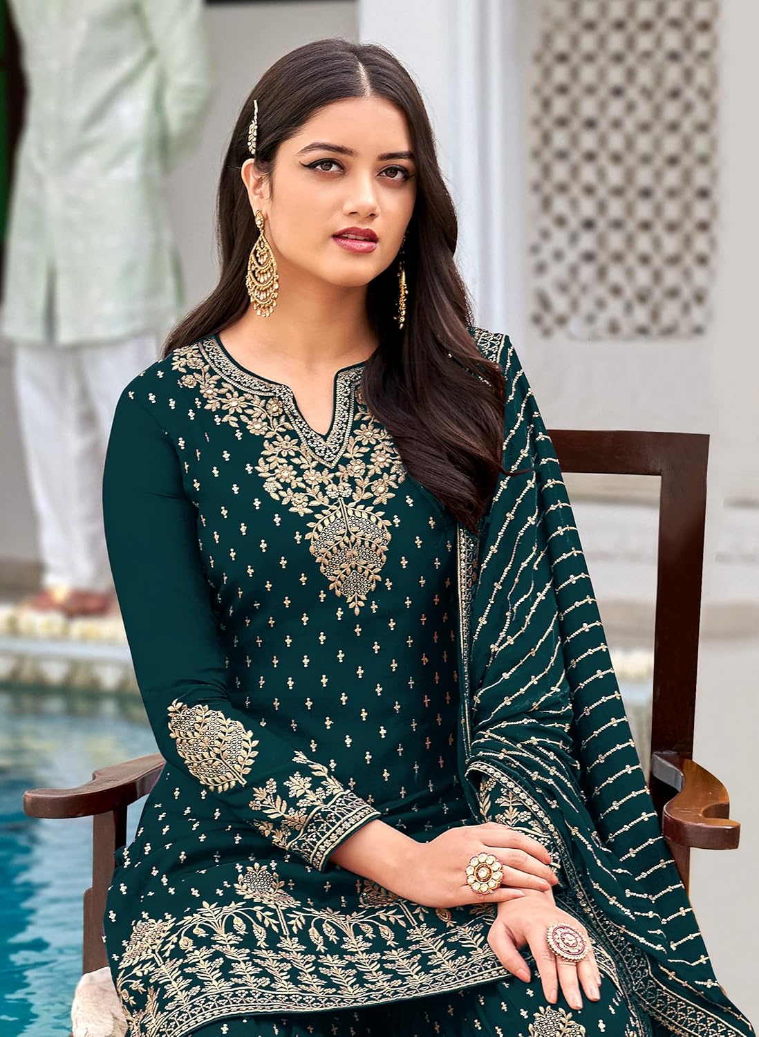 Ready to Wear Indian/Pakistani Style Ethnic Wear Party Wear Plazzo Salwar Suit for Women's