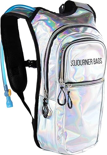 SoJourner Bags, Rave Hydration Pack - Bolsa de agua de 2L incluida, para festivales, raves, senderismo, ciclismo, fiestas, escalada, carrera y más