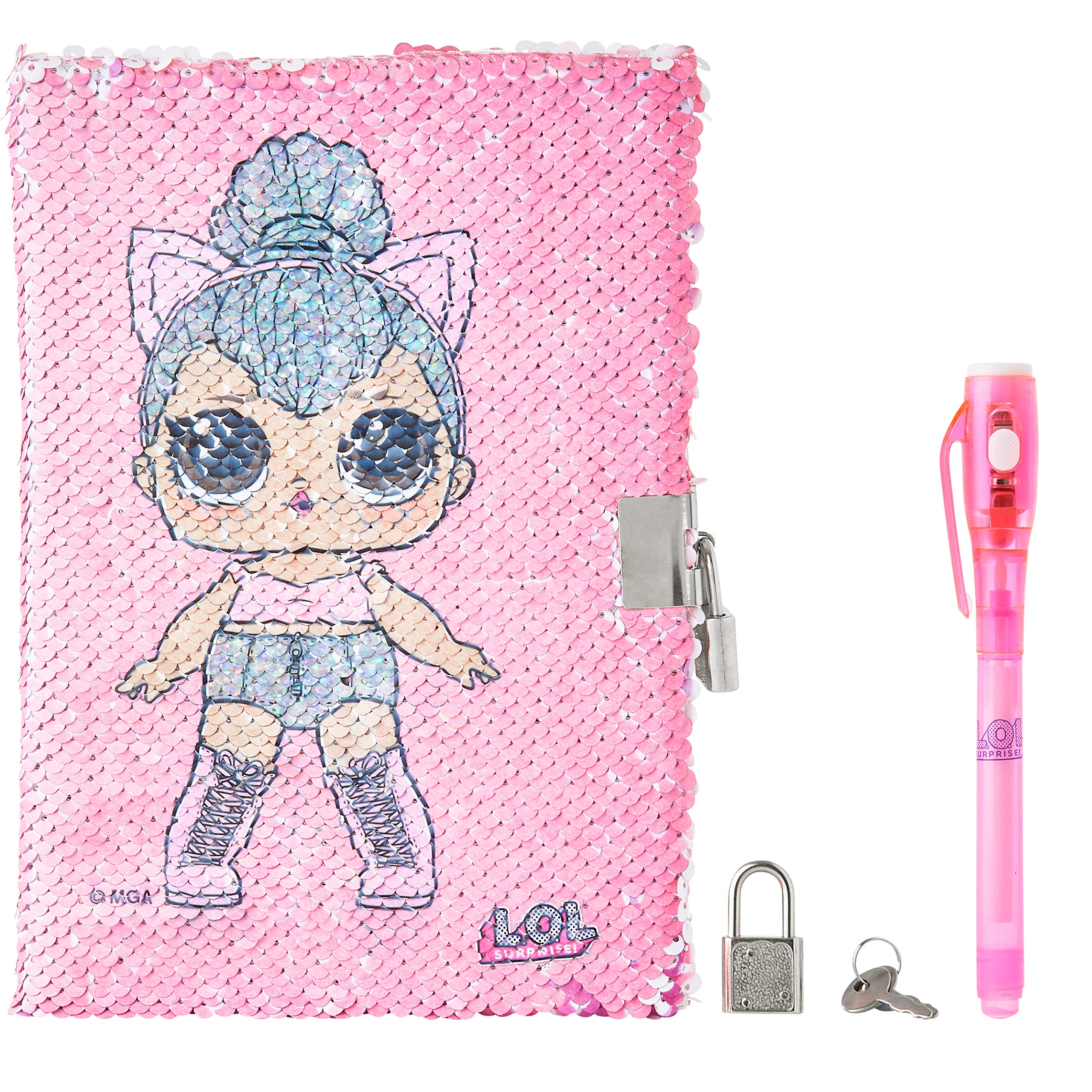 L.O.L. Surprise! Sequin Secret Diary For Girls With Invisible Ink Pen, Lol Omg Notebook Set, Kitty Queen Journal, Great Birthday Present For Girls